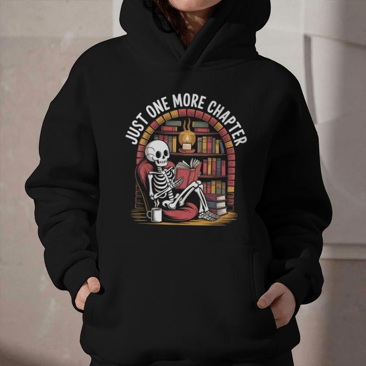 Just One More Chapter Skeleton Reading Cozy Books Graphic Youth Hoodie