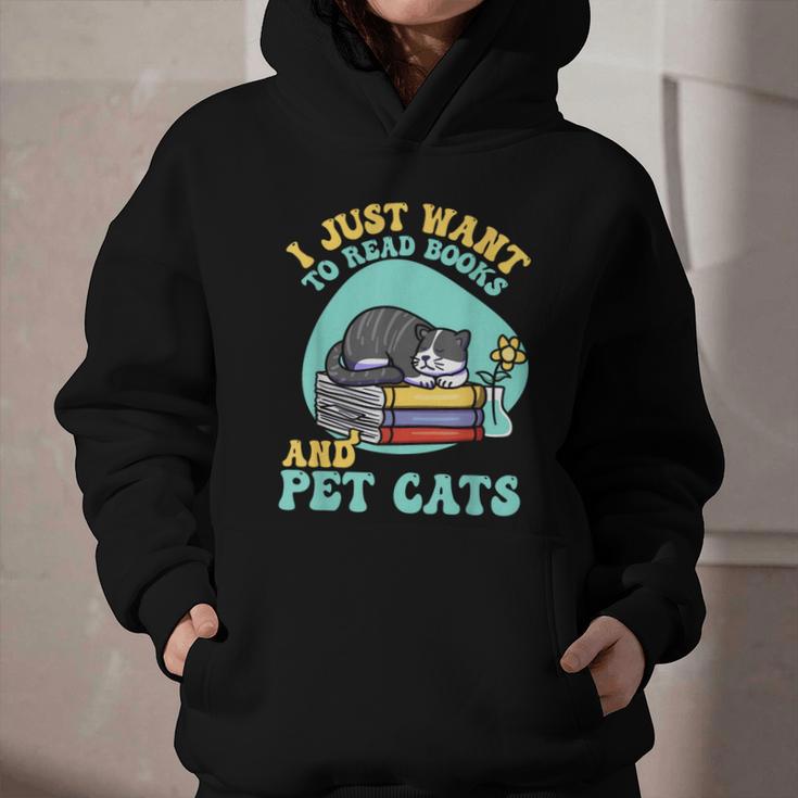 I Just Want To Read Books And Pet Cats Cat Book Lovers Graphic Youth Hoodie I Just Want To Read Books And Pet Cats Cat Book Lovers Graphic Youth Hoodie