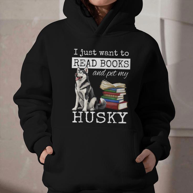 I Just Want To Read Books And Pet My Husky Dog Graphic Youth Hoodie