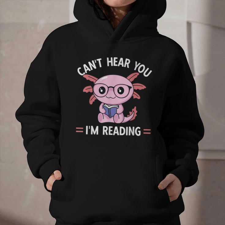 Kawaii Axolotl Can't Hear You I'm Reading Book Lover Graphic Youth Hoodie