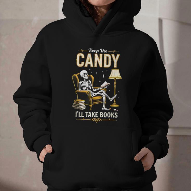 Keep The Candy I'Ll Take Books Halloween Graphic Youth Hoodie