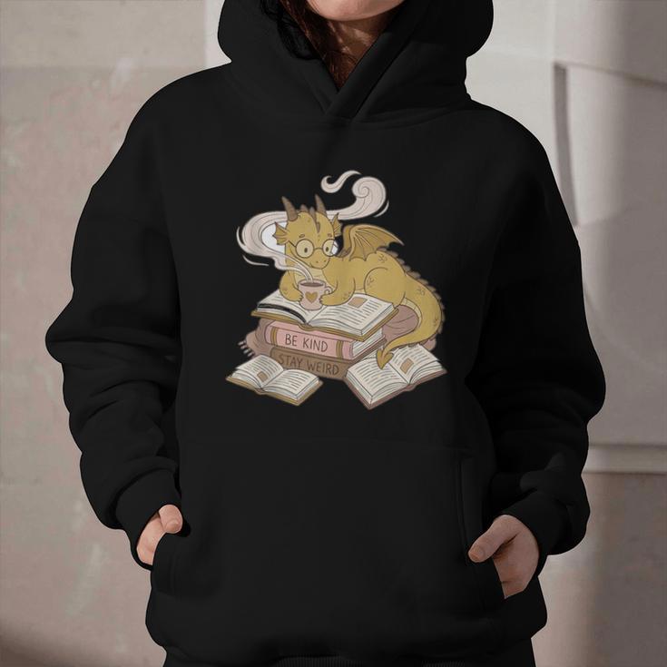 Be Kind Stay Weird Read Books Cute Dragon Graphic Youth Hoodie