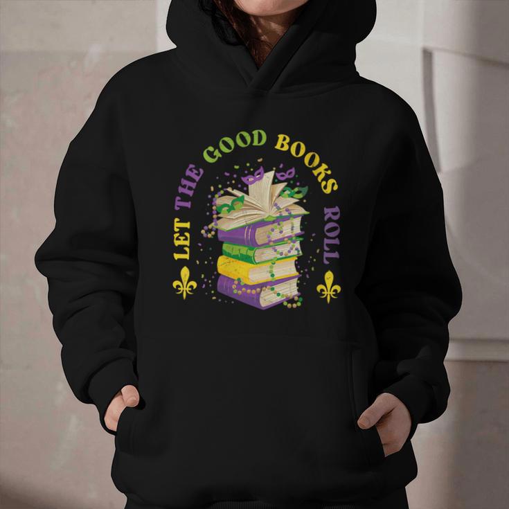 Let The Good Books Roll Mardi Gras Reading Graphic Youth Hoodie Let The Good Books Roll Mardi Gras Reading Graphic Youth Hoodie