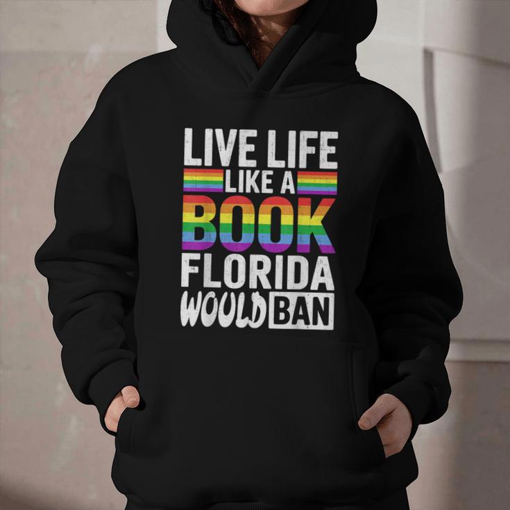 LGBTQ Quote Live Life Like A Banned Rainbow Book Graphic Youth Hoodie LGBTQ Quote Live Life Like A Banned Rainbow Book Graphic Youth Hoodie
