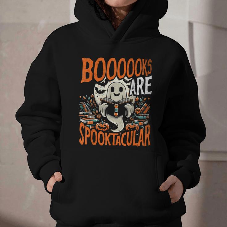 Library Halloween Book Lover Ghost With Books Graphic Youth Hoodie