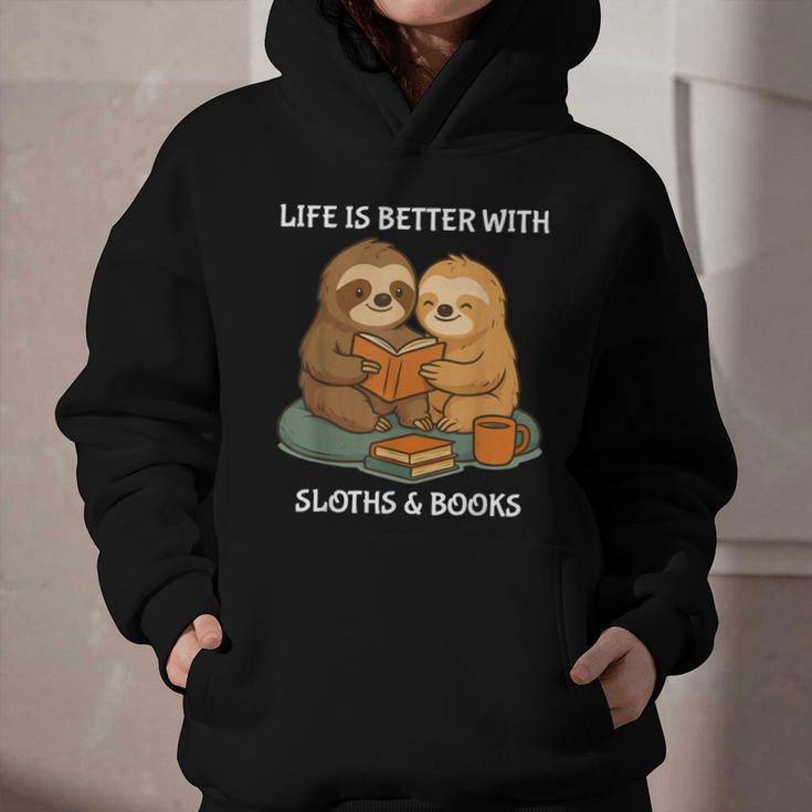 Life Is Better With Sloths And Books Cute Sloth Lover Graphic Youth Hoodie Life Is Better With Sloths And Books Cute Sloth Lover Graphic Youth Hoodie