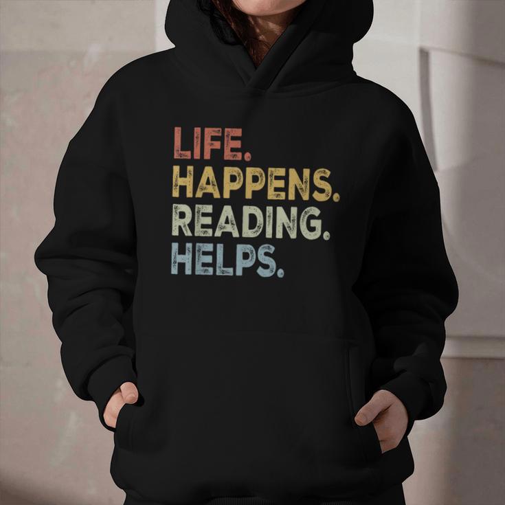 Life Happens Reading Helps Book Lovers Vinage Graphic Youth Hoodie Life Happens Reading Helps Book Lovers Vinage Graphic Youth Hoodie