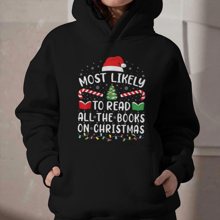 Most Likely To Read A Book On Christmas Family Matching Xmas Graphic Youth Hoodie