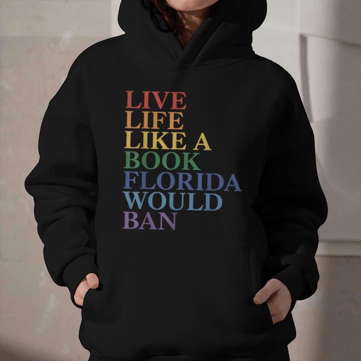 Live Life Like a Book Florida Would Ban LGBTQ Rainbow Flag Graphic Youth Hoodie Live Life Like a Book Florida Would Ban LGBTQ Rainbow Flag Graphic Youth Hoodie
