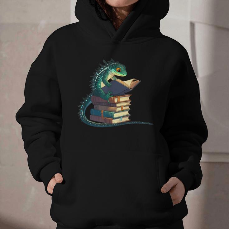 Lizard Reading Book Librarian Bookworm Reader Read Graphic Youth Hoodie