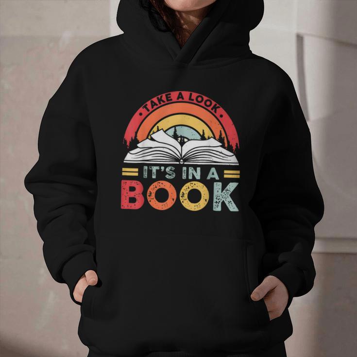 Take A Look It's In A Book Reading Book Vintage Rainbow Graphic Youth Hoodie