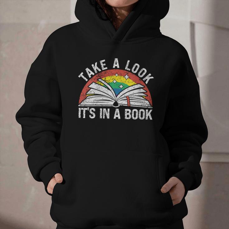 Take a Look It's In a Book Reading Vintage Retro Rainbow Graphic Youth Hoodie