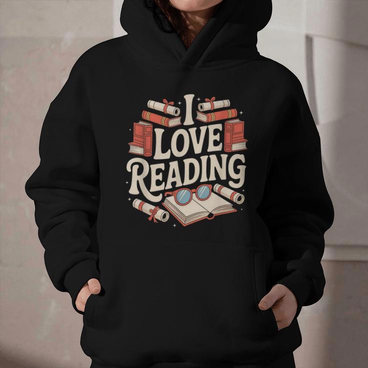 I Love Reading Books Literature Enthusiast Fun Graphic Youth Hoodie