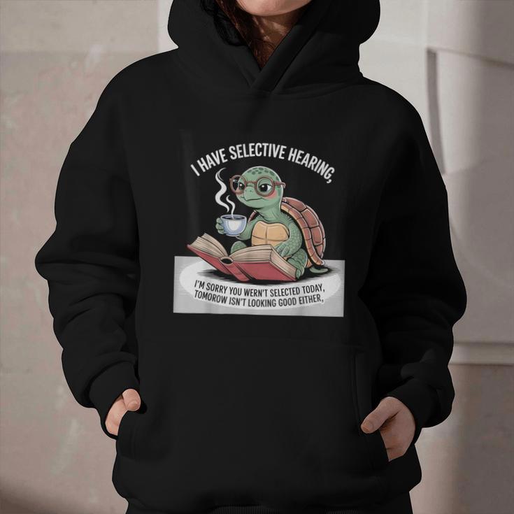 I Love Turtles Sea I Have Selective Hearing Coffee And Book Graphic Youth Hoodie