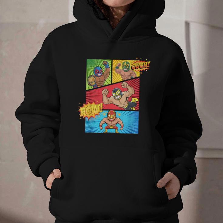 Lucha Libre Comic Book Mexican Wrestling Cartoon Wrestler Graphic Youth Hoodie