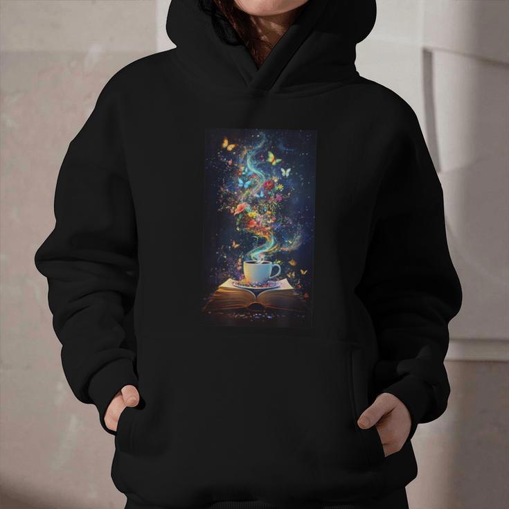 Magical Book Floral Coffee Books Nature Fantasy Graphic Youth Hoodie