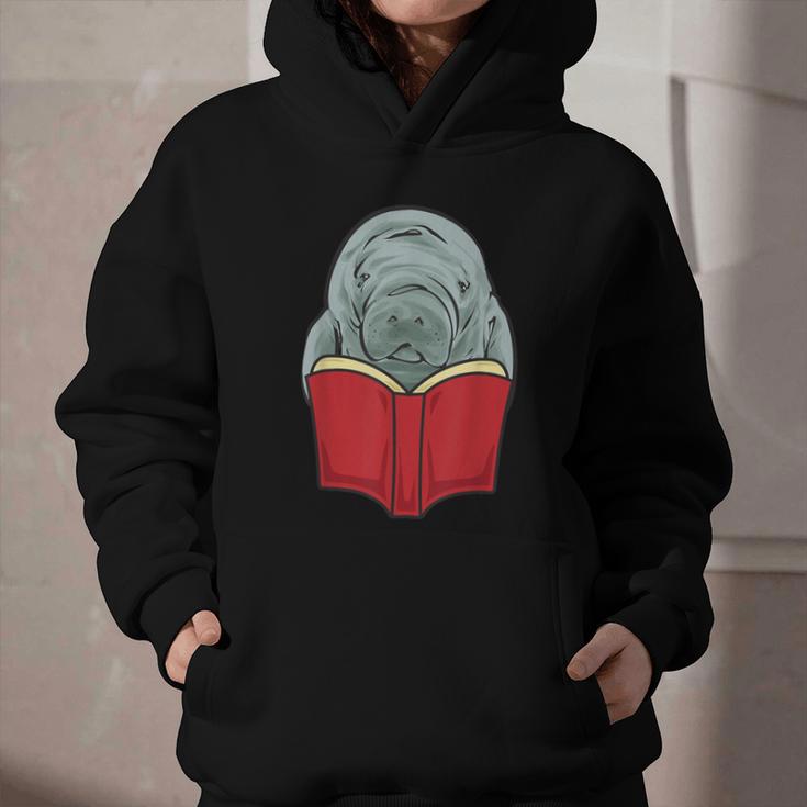 Manatee Reading Books Sea Animal Manatee Graphic Youth Hoodie