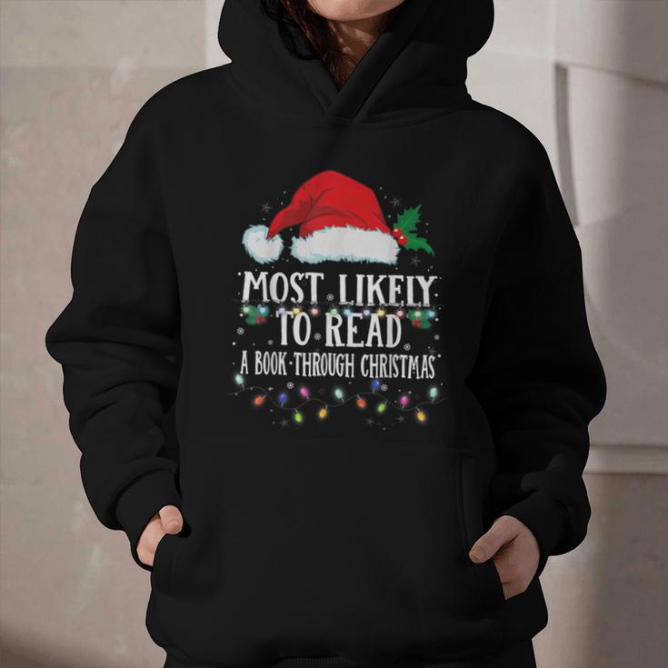 Matching Christmas PJS Most Likely To Read A Book Graphic Youth Hoodie