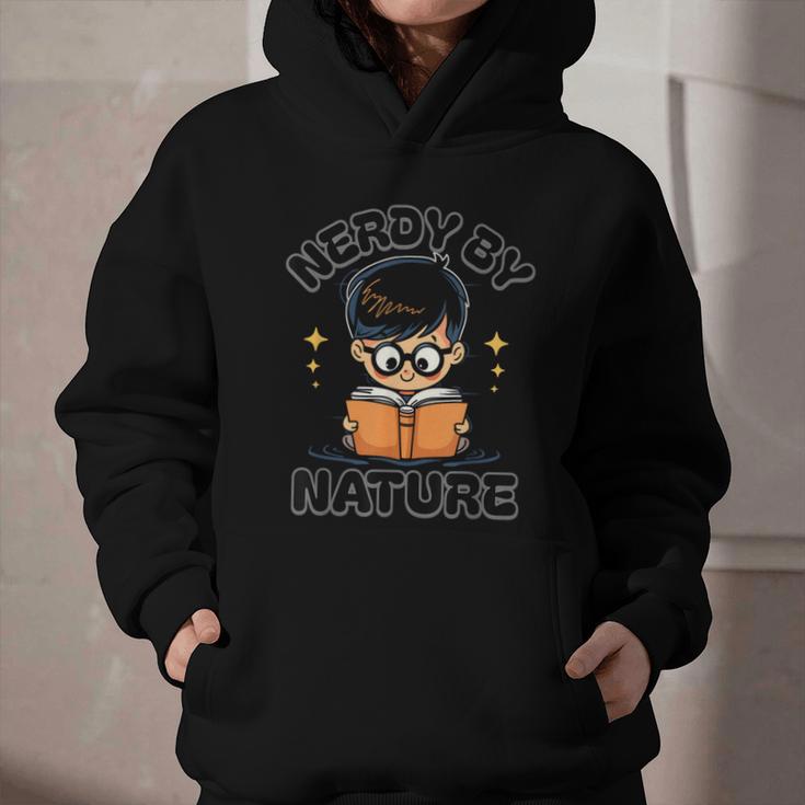 Nerdy By Nature Chibi Cute Book Lover Graphic Youth Hoodie