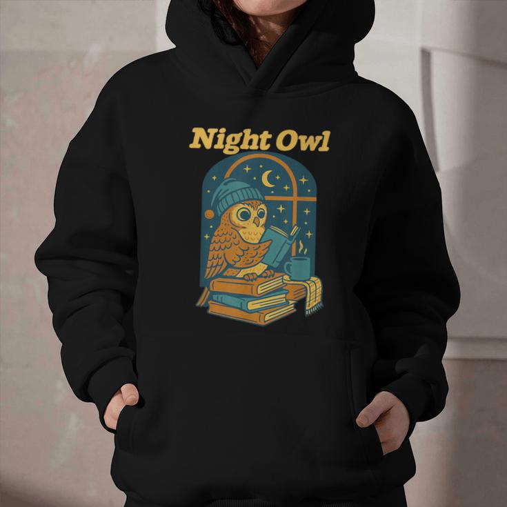 Night Owl Cozy Reading Tea Coffee Lover Bookworm Cute Graphic Youth Hoodie