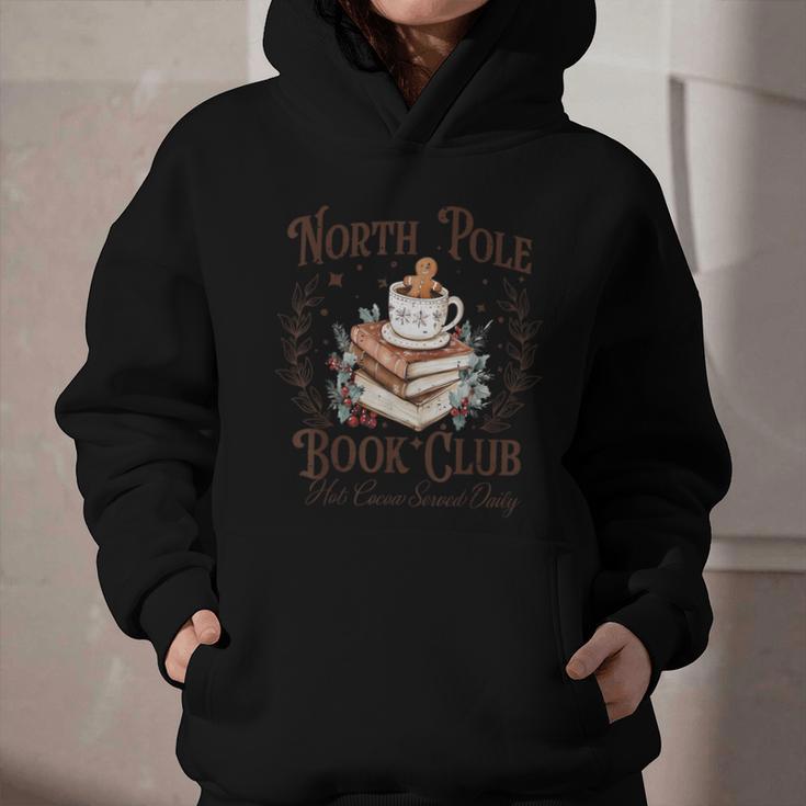 North Pole Book Club Hot Cocoa Served Daily Librarian Xmas Graphic Youth Hoodie