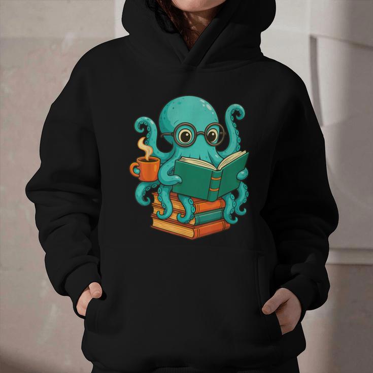 Octopus Reading Book Reading Bookworm Reader Graphic Youth Hoodie