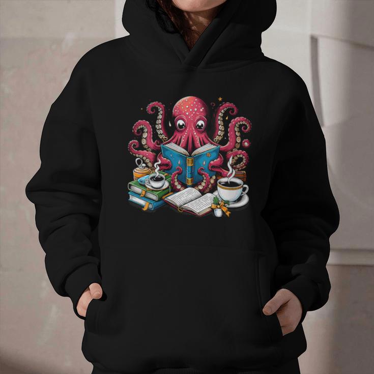 Octopus Reading Book Coffee Lover Bookaholic Bookworm Reader Graphic Youth Hoodie