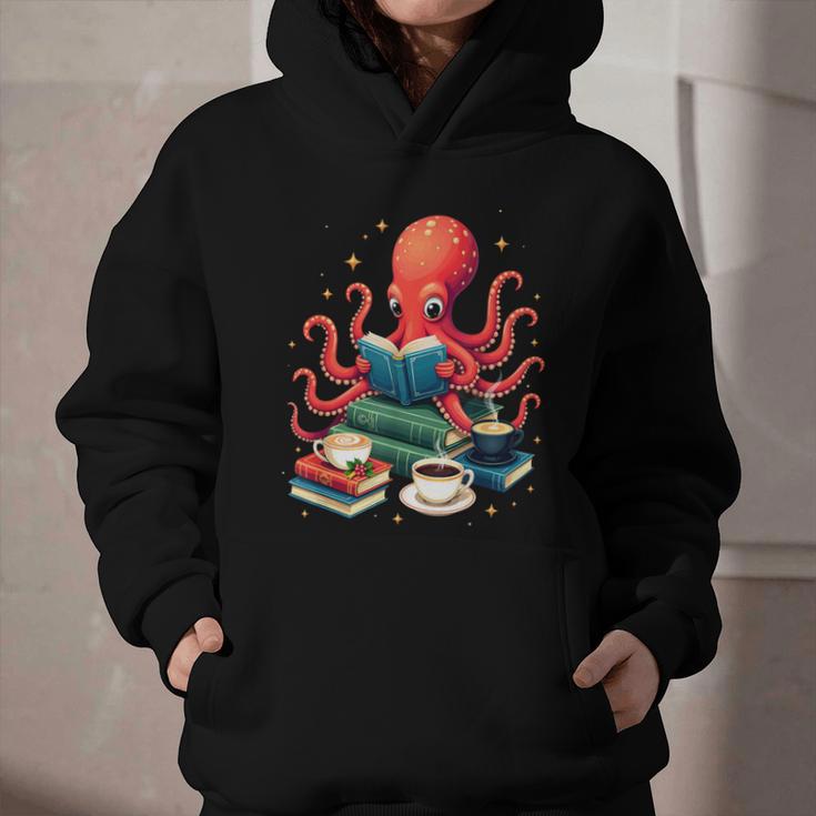 Octopus Reading Books Tea Coffee Graphic Youth Hoodie