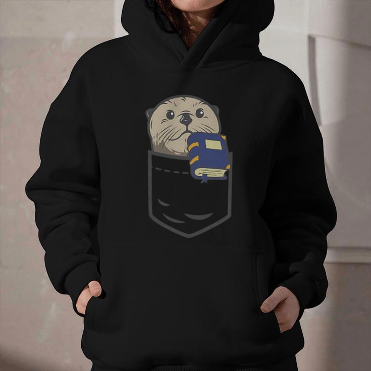 Otter Cute Read Reading Book Librarian Across America Kids Graphic Youth Hoodie