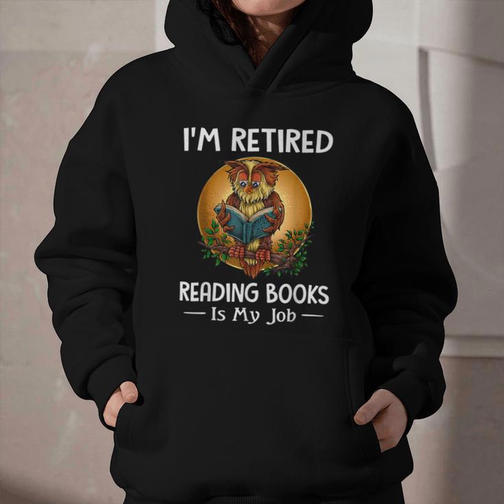 Owl I'm Retired Reading Books Is My Job Graphic Youth Hoodie Owl I'm Retired Reading Books Is My Job Graphic Youth Hoodie