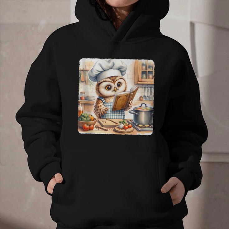Owl Learning To Cook With Cookbook Chef Apron Stove Cooking Graphic Youth Hoodie