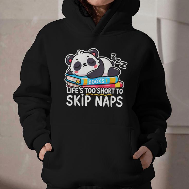Panda Napping On Books Life’s Too Short To Skip Naps Graphic Youth Hoodie