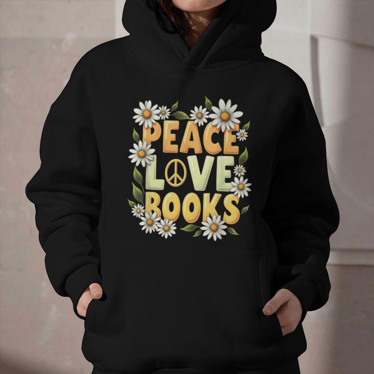 Peace Love Books Librarian Teacher Life Book Library Graphic Youth Hoodie