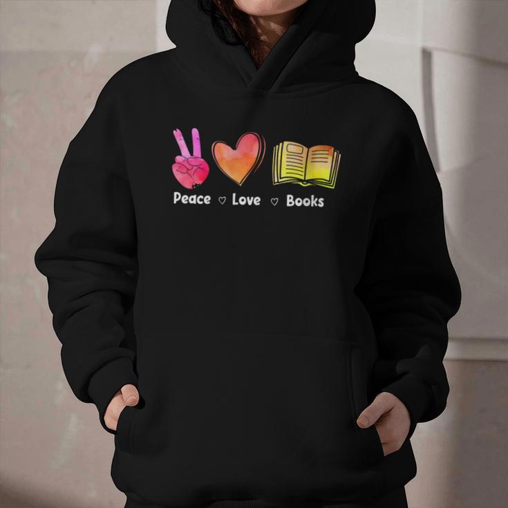 Peace Love Books Reader Librarian Library Book Graphic Youth Hoodie