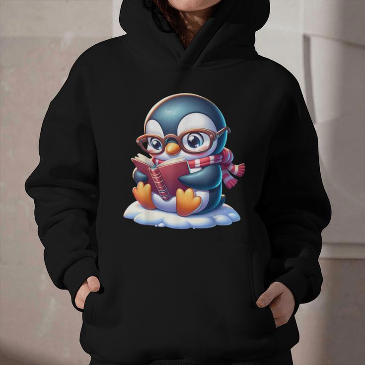 Penguin Reading a Book Animal Graphic Youth Hoodie