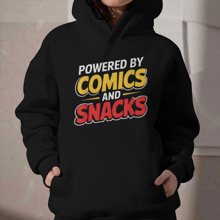 Powered By Comics And Snacks Comic Book Lover Graphic Youth Hoodie Powered By Comics And Snacks Comic Book Lover Graphic Youth Hoodie