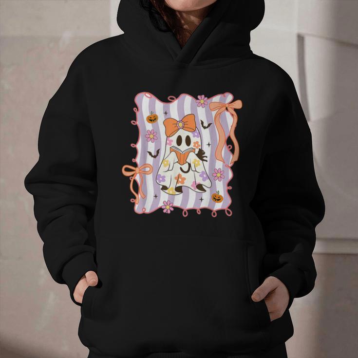 Preppy Coquette Bow Ghost Reading Books Halloween Book Graphic Youth Hoodie Preppy Coquette Bow Ghost Reading Books Halloween Book Graphic Youth Hoodie