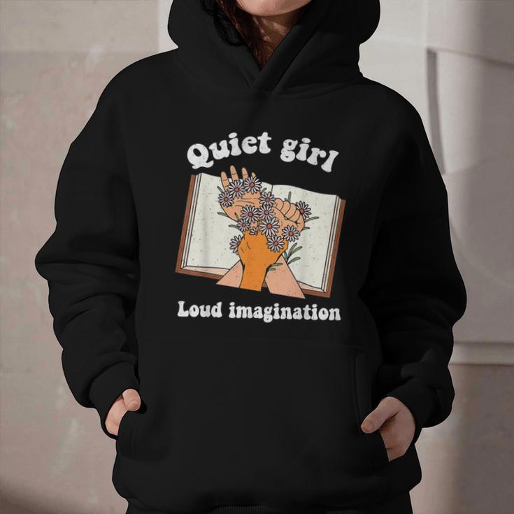 Quiet Girl Loud Imagination Book Lover Bookworm Reader Graphic Youth Hoodie