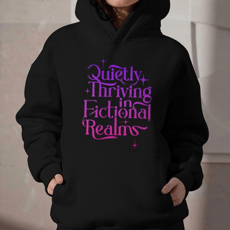 Quietly Thriving In Fictional Realms Book Lovers Graphic Youth Hoodie