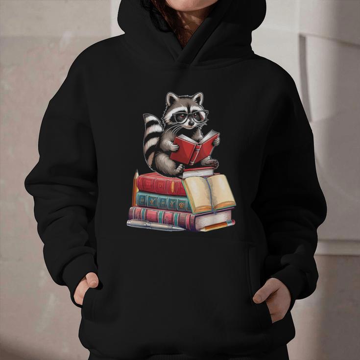 Raccoon Reading Books Matching Bookworm Readers Librarian Graphic Youth Hoodie
