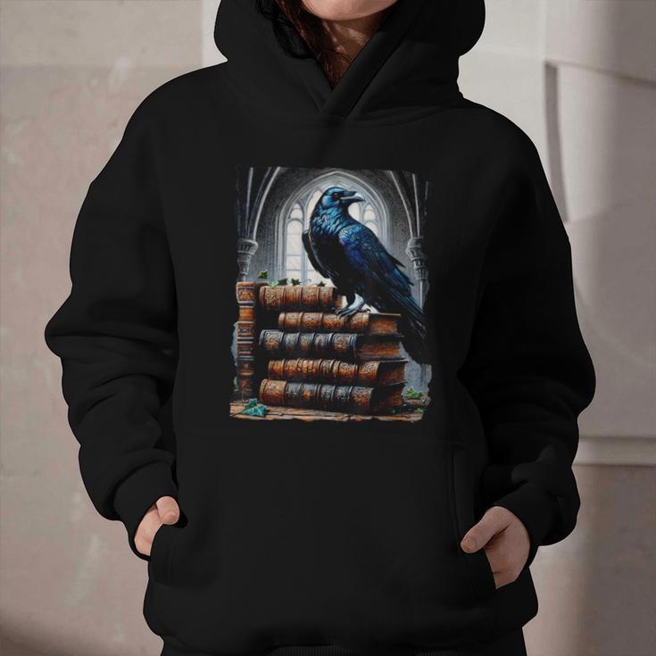 Raven On A Stack Of Books Wisdom Of Odin Graphic Youth Hoodie