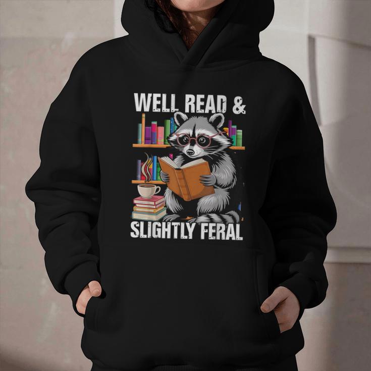 Well Read & Slightly Feral Raccoon Book Lover Graphic Graphic Youth Hoodie