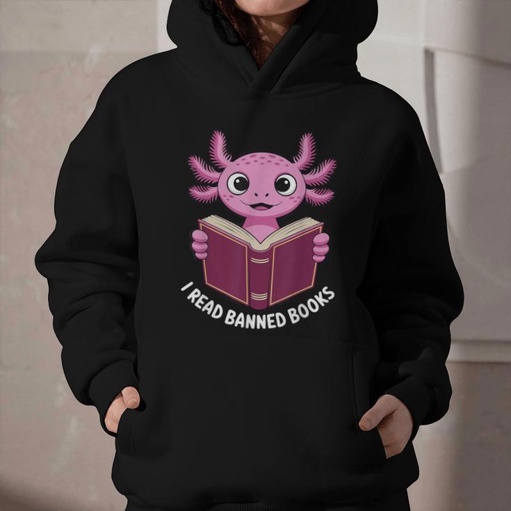 I Read Banned Books Axolotl Reading Graphic Youth Hoodie