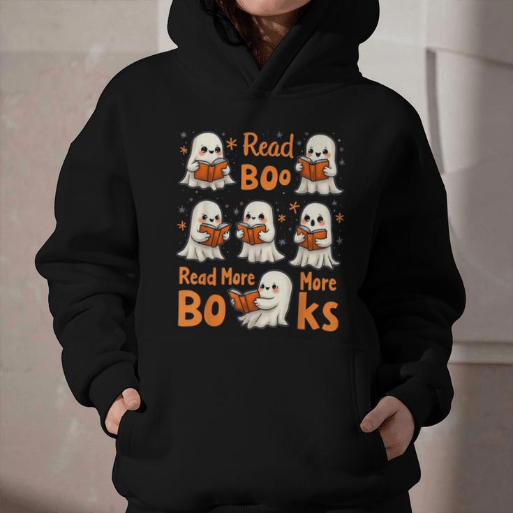 Read Boo KS Read More Bo KS Cute Ghost Reading Book Graphic Youth Hoodie