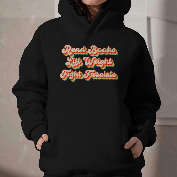 Read Books Lift Weights Fight Fascists Retro Reading Graphic Youth Hoodie
