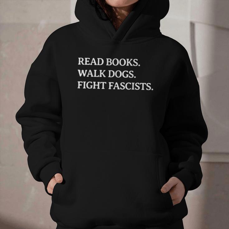 Read Books Walk Dogs Fight Fascists Reading Book Lover Dog Graphic Youth Hoodie