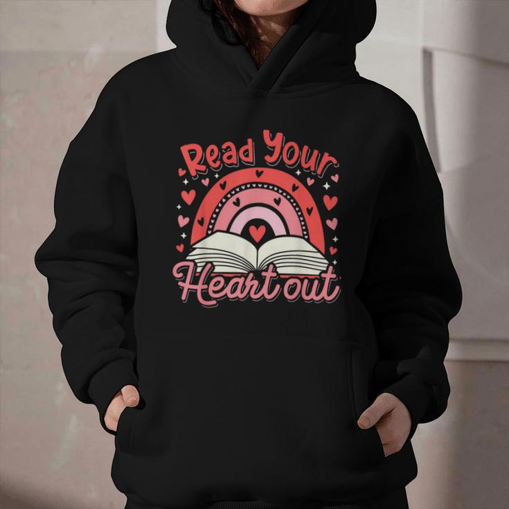 Read Your Heart Out Book Valentines Day Reading Teacher Graphic Youth Hoodie