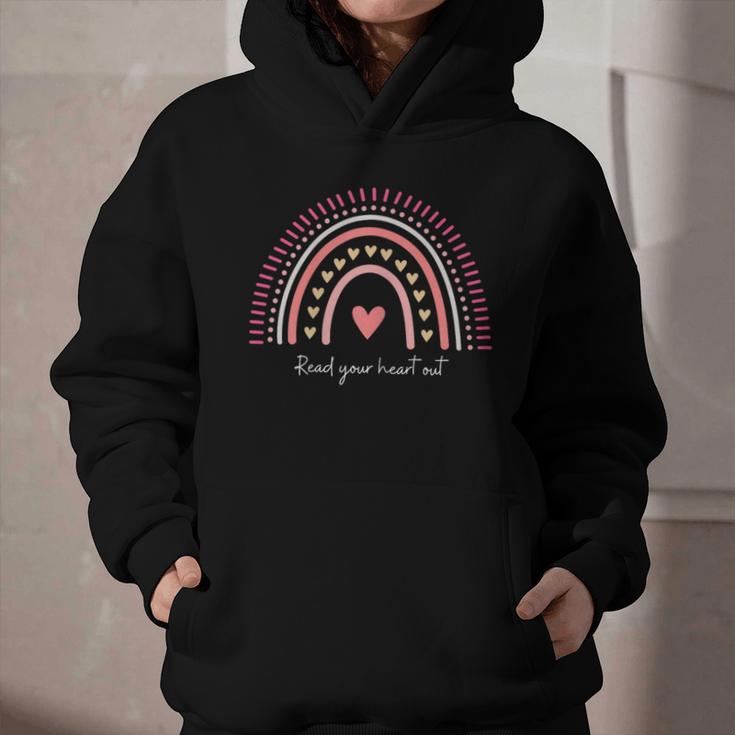 Read Your Heart Out Rainbow Teacher Reading Books Lover Graphic Youth Hoodie