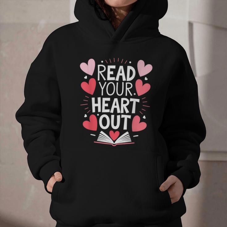 Read Your Heart Out Teacher Reading Book Love Valentines Day Graphic Youth Hoodie
