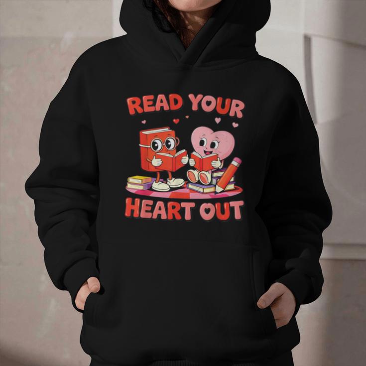 Read Your Heart Out Valentine Reading Book Girl Kid Teacher Graphic Youth Hoodie